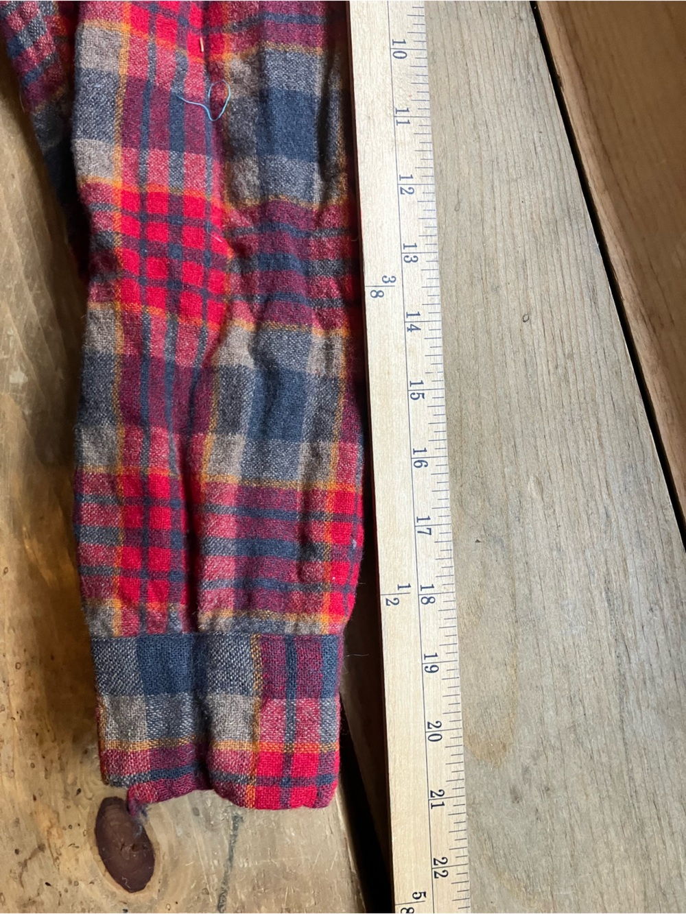 Vintage Pendleton Red Gray Tan Plaid Wool Flannel Shirt - Picture 13 of 16